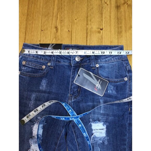 Vella Jean Womens Distressed Skinny Jeans Size 1 Cotton Blend Blue Stretch - Picture 7 of 9